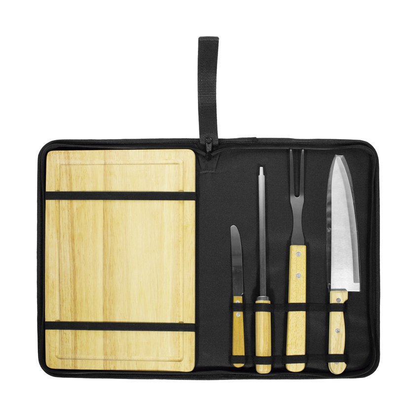 Estuche para asados con tabla y herramientas