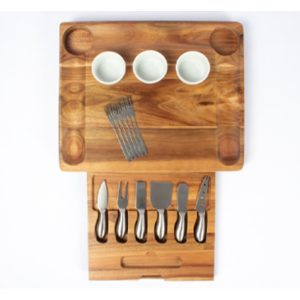 Tabla de madera sólida de ACACIA con 12 herramientas